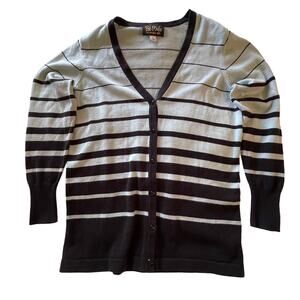 Bob Mackie Wearable Art Long Sleeve Button Down Striped Cardigan Women's XS